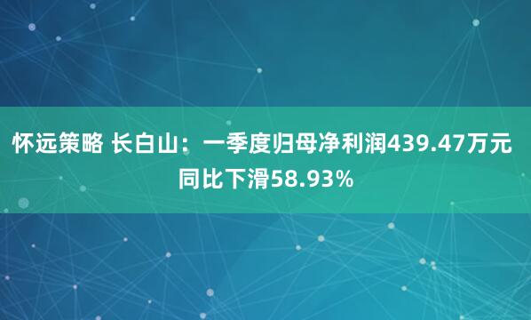 怀远策略 长白山：一季度归母净利润439.47万元 同比下滑58.93%